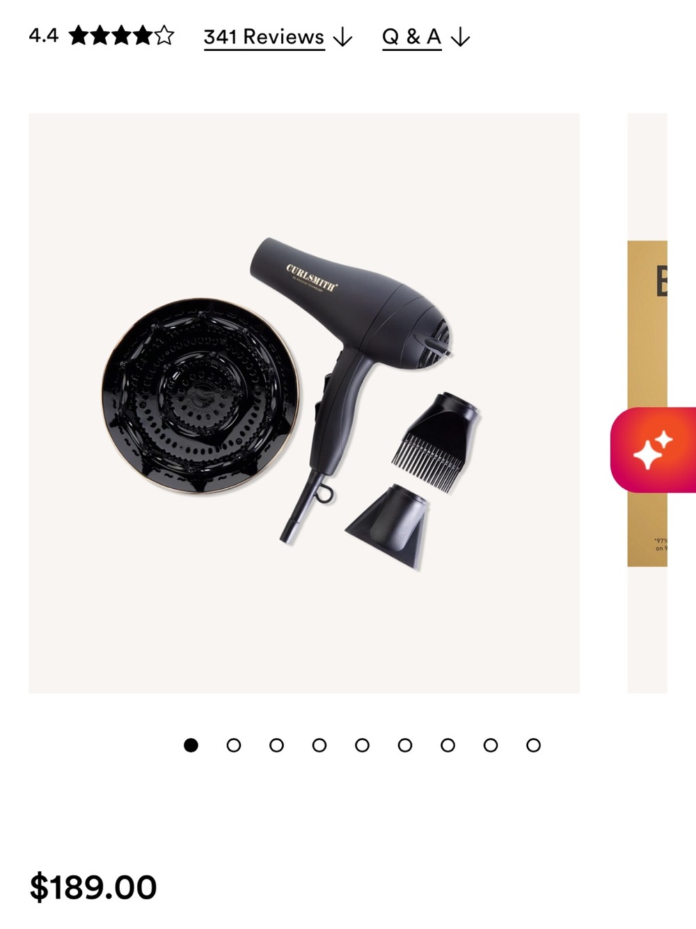 Ulta Beauty Matte Black Hair Dryer with Diffuser & Nozzles